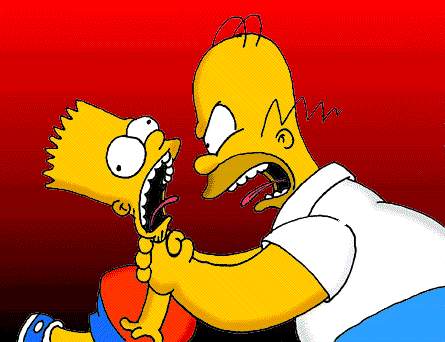 Homer hugging Bart (yeah right...)